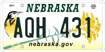 NE license plate AQH431