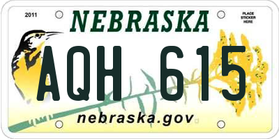 NE license plate AQH615
