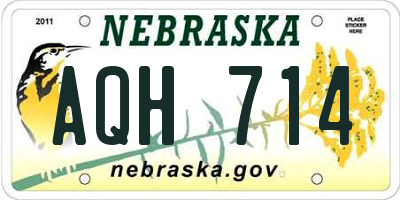 NE license plate AQH714