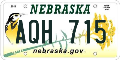 NE license plate AQH715