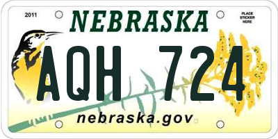 NE license plate AQH724