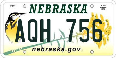 NE license plate AQH756