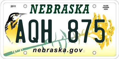 NE license plate AQH875