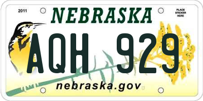 NE license plate AQH929