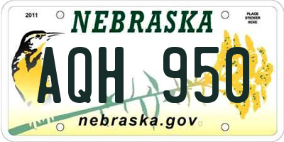 NE license plate AQH950