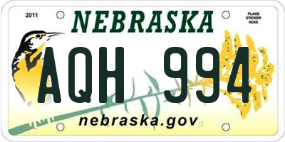NE license plate AQH994