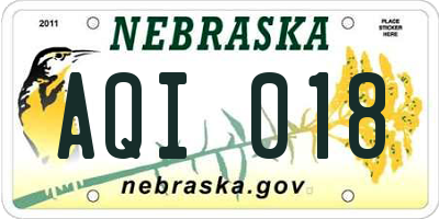 NE license plate AQI018