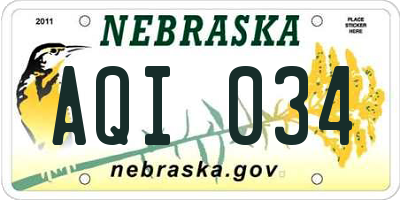 NE license plate AQI034
