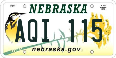 NE license plate AQI115