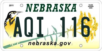 NE license plate AQI116