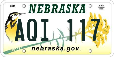 NE license plate AQI117