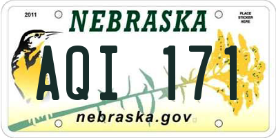NE license plate AQI171