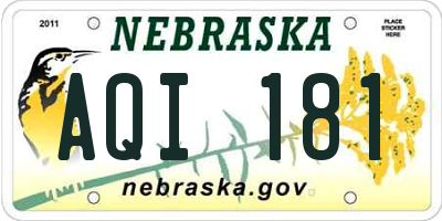 NE license plate AQI181