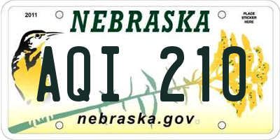 NE license plate AQI210
