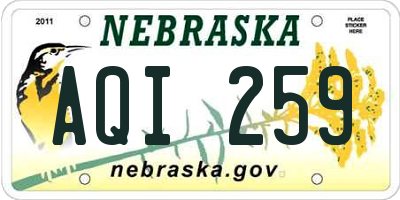 NE license plate AQI259