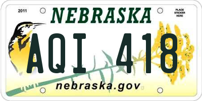 NE license plate AQI418