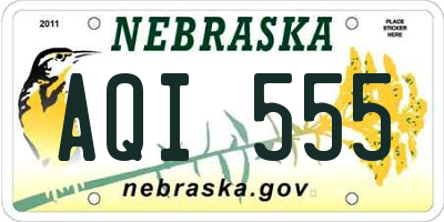 NE license plate AQI555
