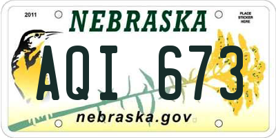 NE license plate AQI673