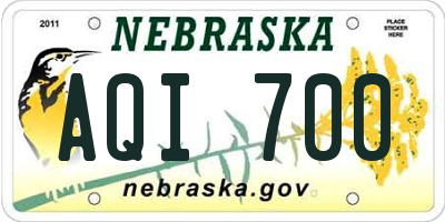 NE license plate AQI700
