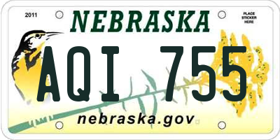 NE license plate AQI755