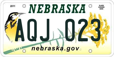 NE license plate AQJ023