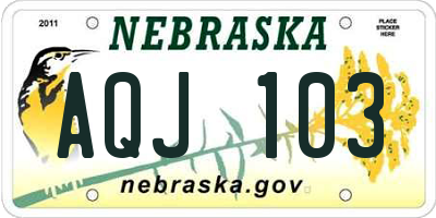 NE license plate AQJ103