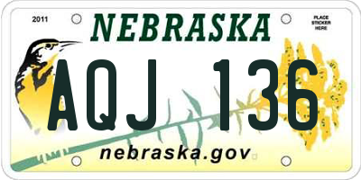 NE license plate AQJ136