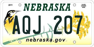 NE license plate AQJ207