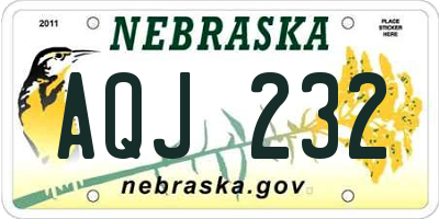 NE license plate AQJ232
