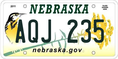 NE license plate AQJ235
