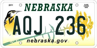 NE license plate AQJ236