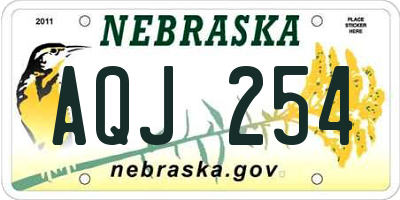 NE license plate AQJ254