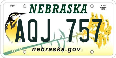 NE license plate AQJ757