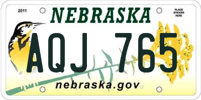 NE license plate AQJ765