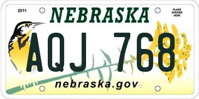 NE license plate AQJ768
