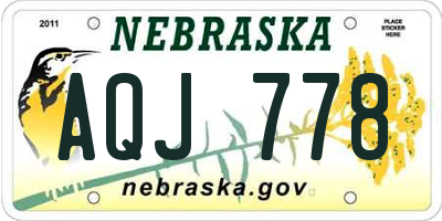 NE license plate AQJ778