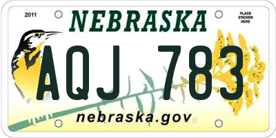 NE license plate AQJ783