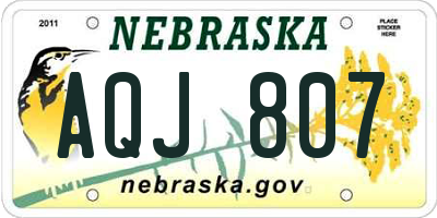 NE license plate AQJ807