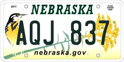 NE license plate AQJ837