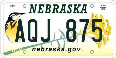 NE license plate AQJ875