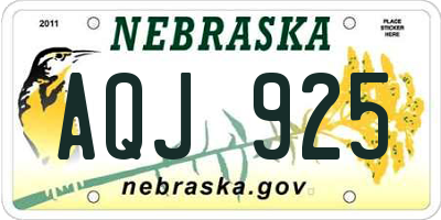 NE license plate AQJ925