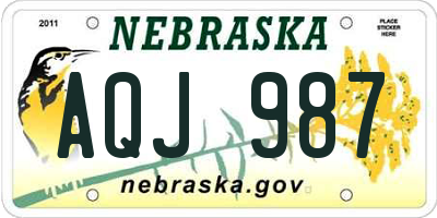NE license plate AQJ987