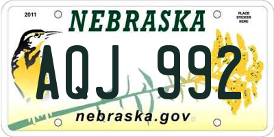 NE license plate AQJ992