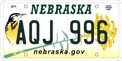NE license plate AQJ996