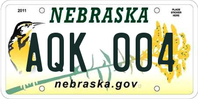 NE license plate AQK004