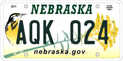 NE license plate AQK024