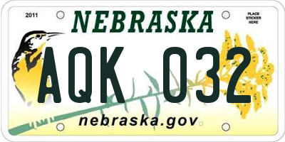 NE license plate AQK032