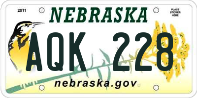 NE license plate AQK228