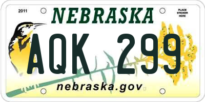 NE license plate AQK299