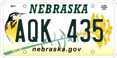 NE license plate AQK435